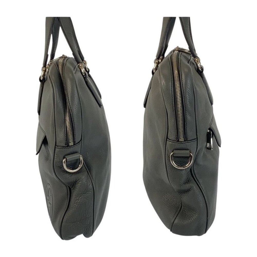 Gucci Soho Grey Silver Hardware Leather Business Bag Shoulder Bag - Picture 8 of 9
